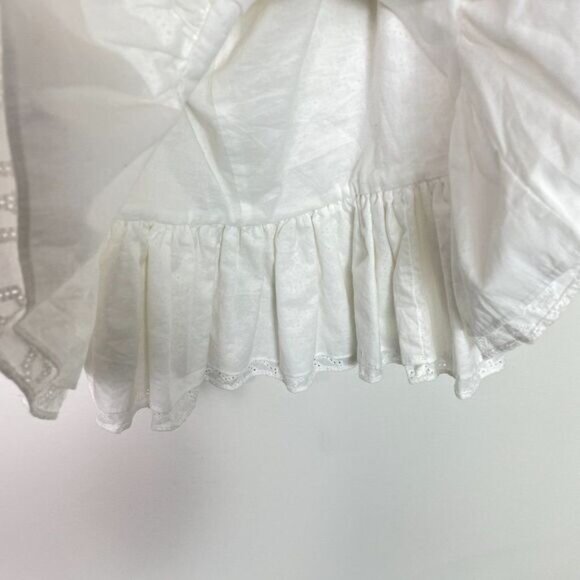 Veronica Beard Revolve Denise Smocked Long Sleeve Eyelet Mini Dress Off White 4 - Picture 9 of 14